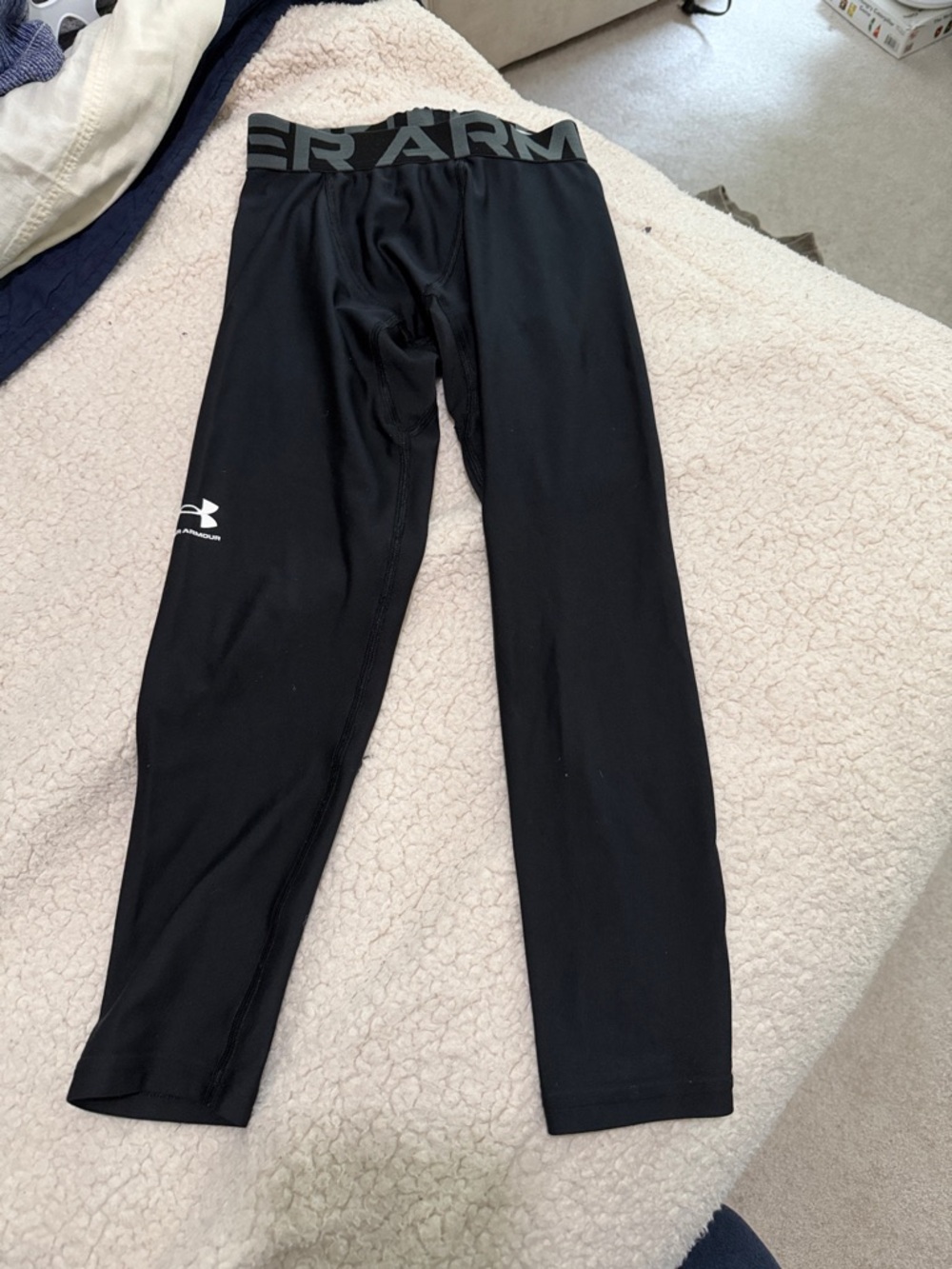 Under Armour Black Performance Boys Compression Leggings with Logo Waistband